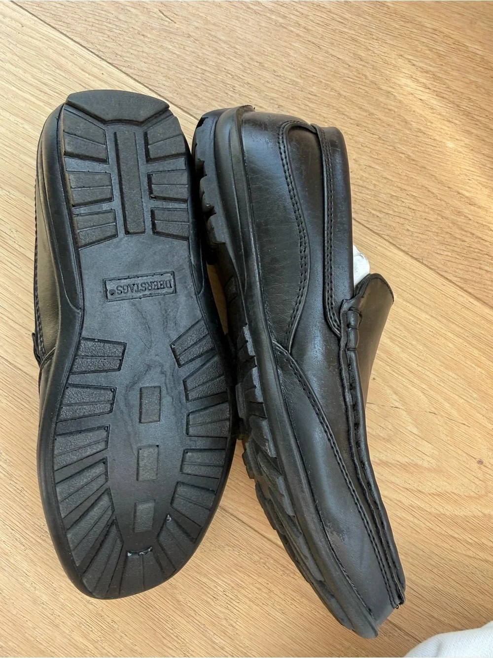 Kids Black Leather Slip-On Loafers